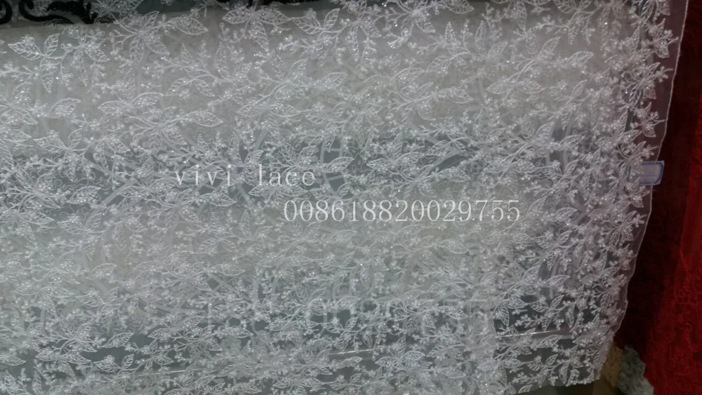 5 ярдов полностью белые бусины в форме листьев вышивка блестками французское