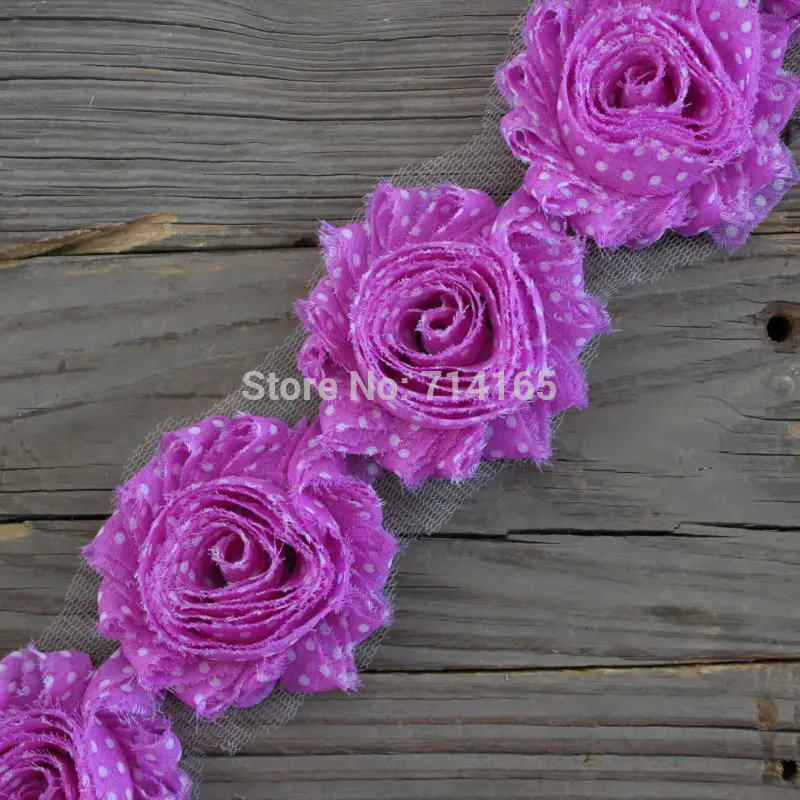 1 ярд DIY печать потертый цветок шифон потертая Роза отделка волос
