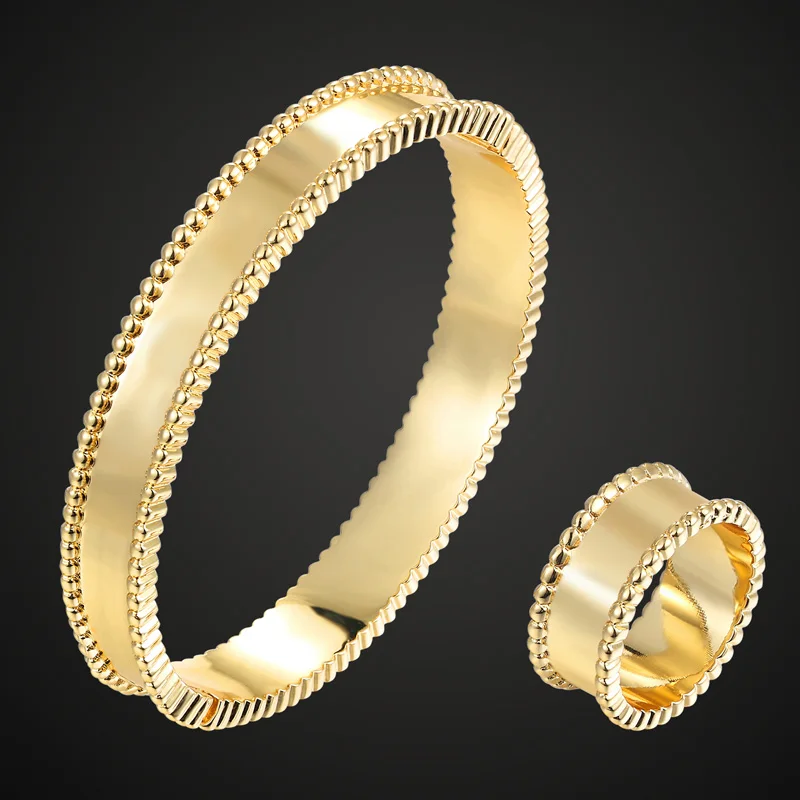 gold color ring 7 Zlxgirl Свадебные украшения золотой цвет и серебристый браслет кольцо наборы для ухода за кожей для женщин Свадебные аксессуары наборы ухода за кожей - Окраска металла: gold color ring 7