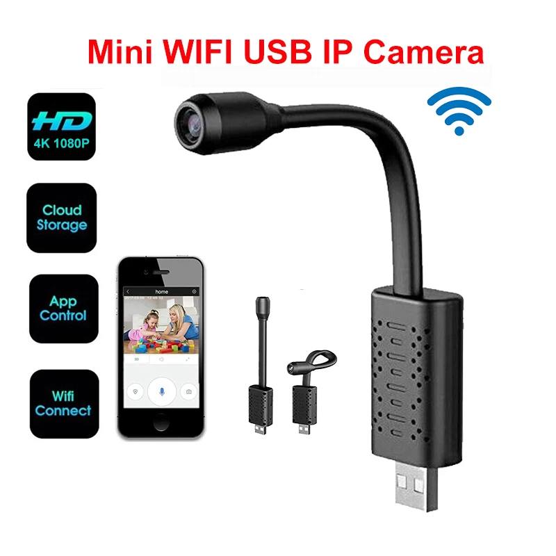 U21 HD Smart Mini Wifi USB Camera Real-time Surveillance IP AI Human Detection Loop Recording camera Support 128G | Электроника