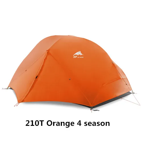 210T Orange 4 season 3F UL GEAR 2 человека 4 сезона палатка для кемпинга уличная Ультралегкая походная альпинистская охотничья водонепроницаемая палатка 15D силиконовая Zelt Tenten - Цвет: 210T Orange 4 season