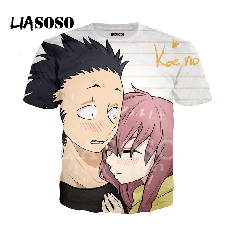 LIASOSO новинка 3D принт для женщин и мужчин аниме тихий голос форма голоса футболка