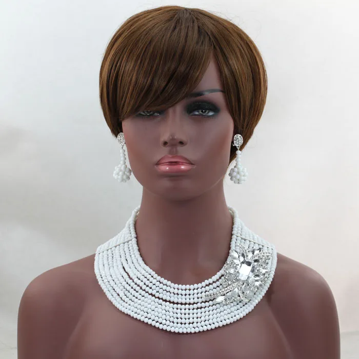 10 слоев африканские белые хрустальные бусины комплект ювелирных изделий