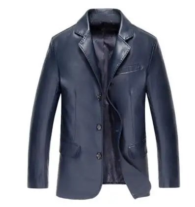 Leather suits mens leather jackets and coats jaqueta de couro masculino motoqueiro chaqueta men slim clothes autumn spring blue