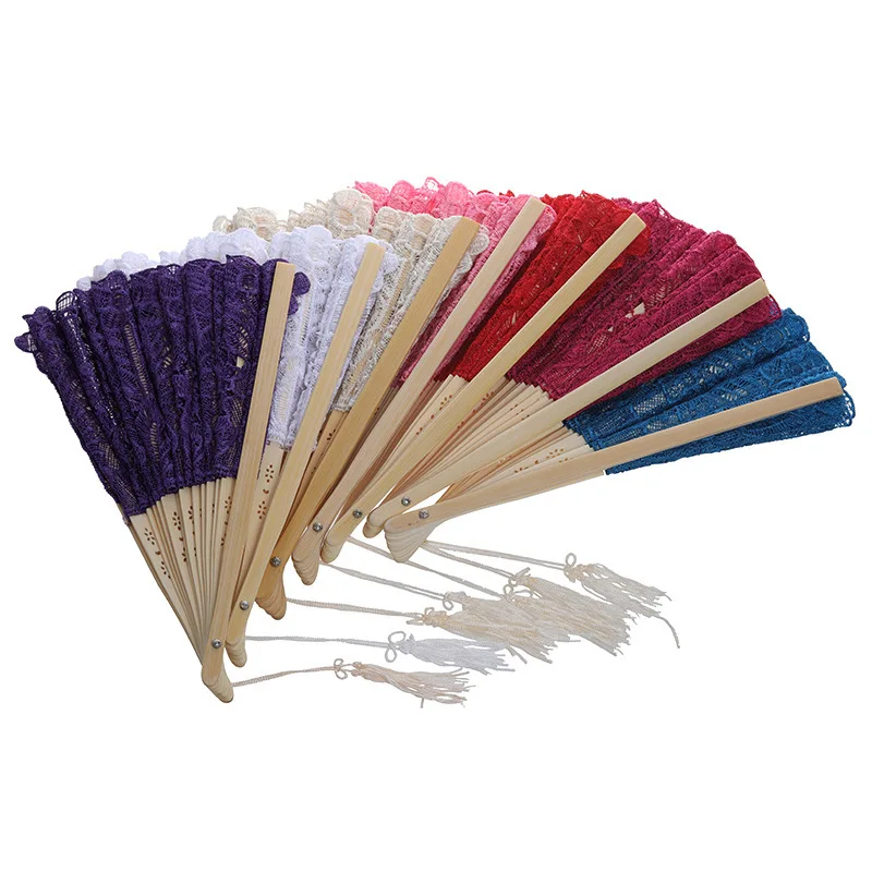 Bamboo Lace Arts Crafts Dance hand Fan China Antique Red Hollow Out Embroidered Folding eventail a main Vintage Chinese | Дом и сад
