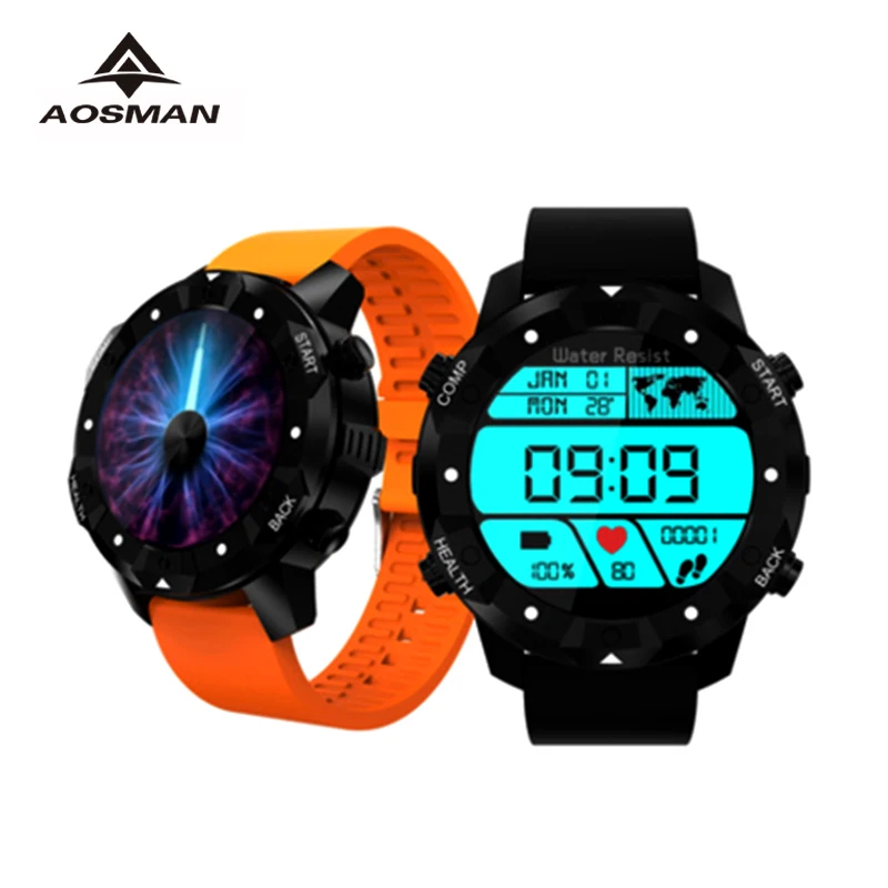 AOSMAN gps 3g Wi-Fi Bluetooth умные часы sim-карты 16G Смарт-часы мужские спортивный компас Android 5 1