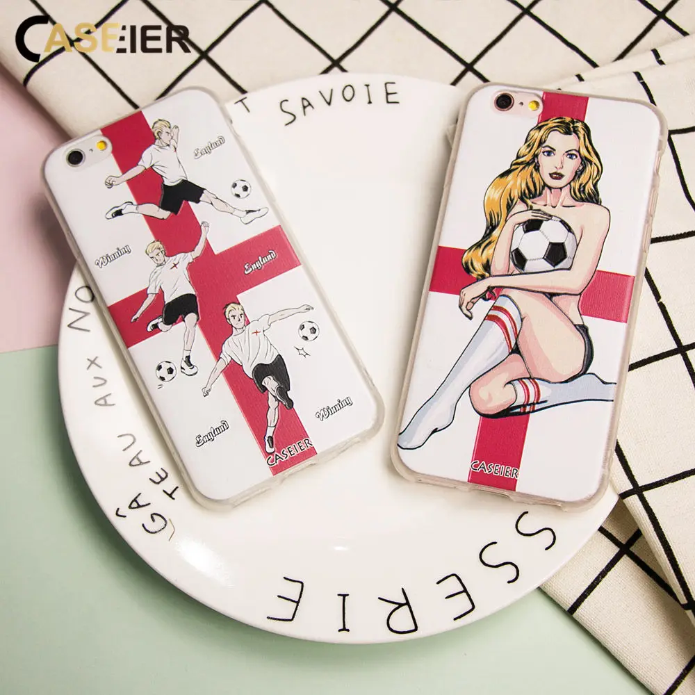 Caseier 2018 футбол Англия Телефон чехол для iPhone 7 Мягкий силиконовый 6 6s 8 Plus X серии