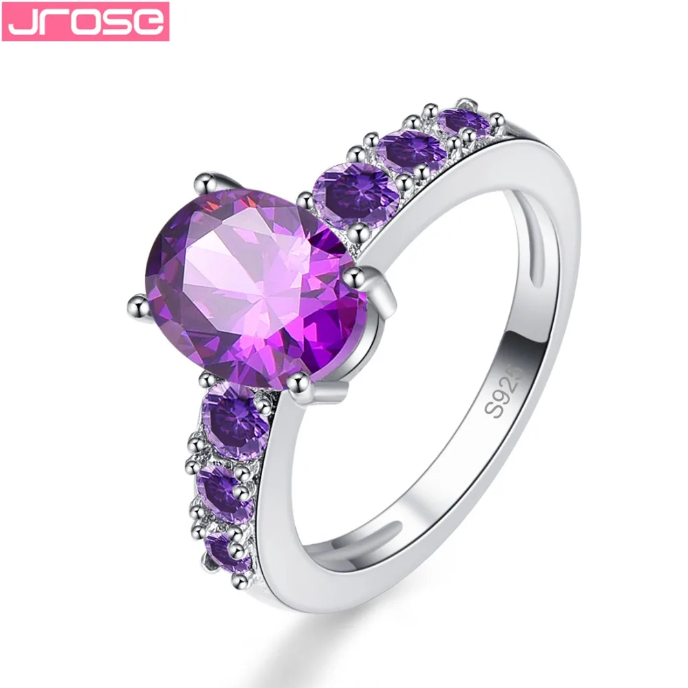 JROSE горячая Распродажа женское модное Красивое фиолетовое кольцо серебряного