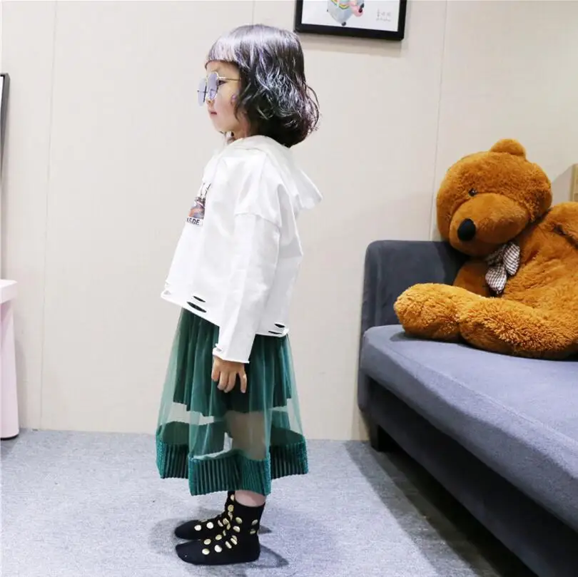 2019 Весенняя модная плиссированная бархатная юбка для маленьких девочек длинная