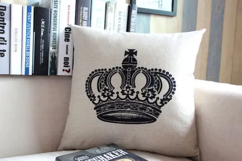 Черный белый цвет Цитата Корона Эйфелева Подушка с башней крышка стола льняные
