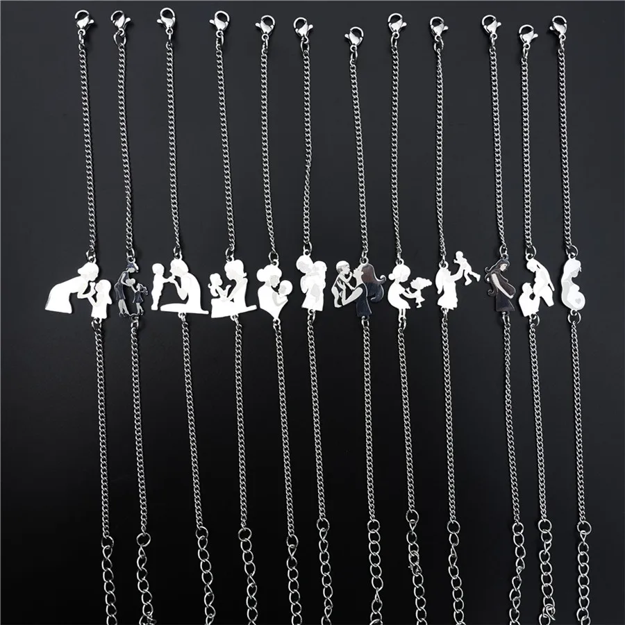 День матери серии браслет Gravida мама дочь сын Младенцы малыши дети из нержавеющей