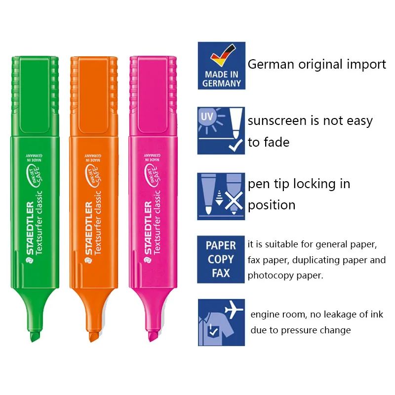 Staedtler 4/6/8 Цвет обучения офисный флуоресцентный Примечание маркер для белой доски высокое световое перо