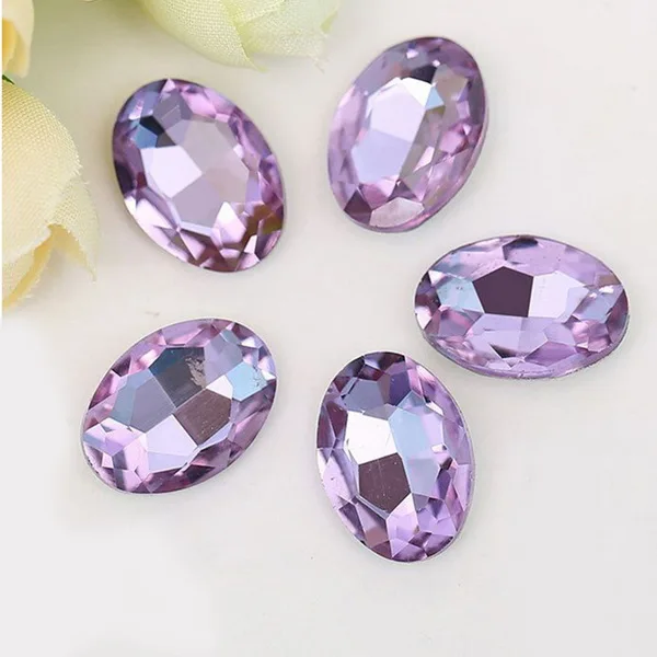 Purple 50 шт., 6x8 мм, стразы для клея из хрустального стекла, белый, черный, красный, желтый, синий, зеленый, фиолетовый цвет, стразы для самостоятельной сборки - Цвет: Purple