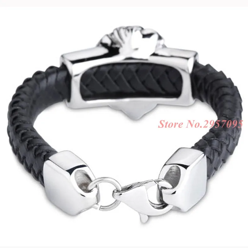 Высококачественный Браслет из натуральной кожи ювелирные изделия нержавеющей