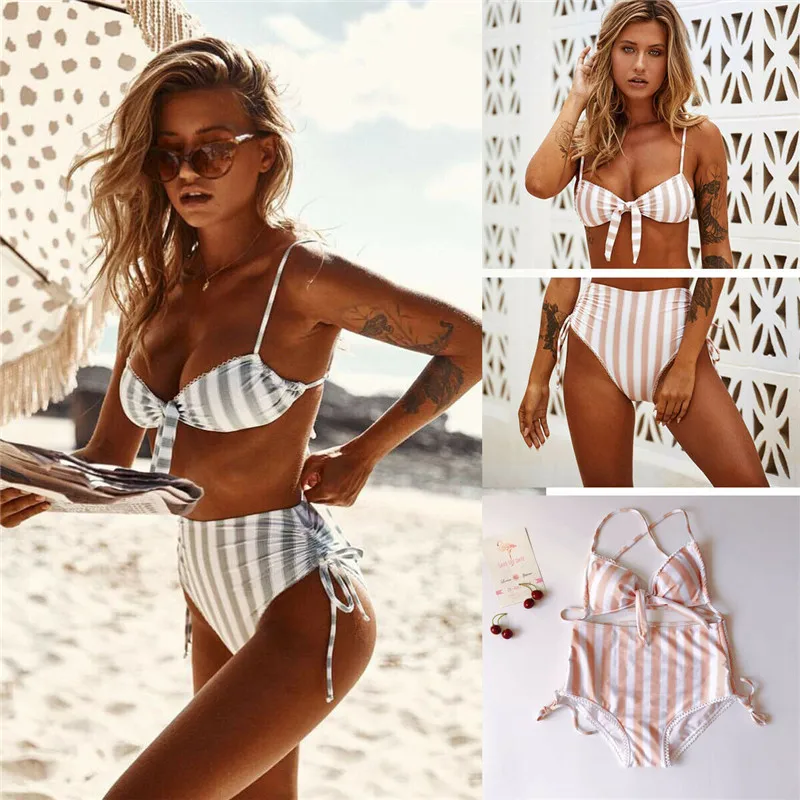 Бикини 2019 Женский комплект бикини с подкладкой монокини купальник купальный