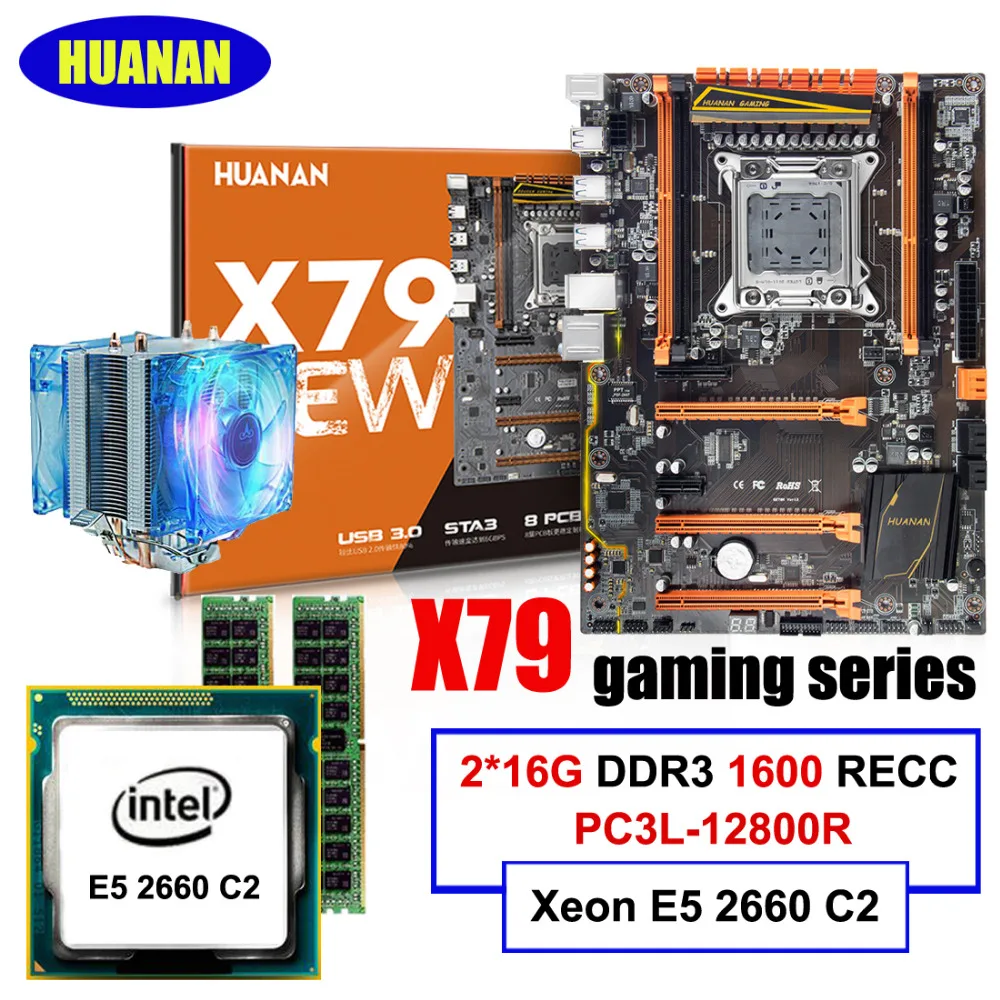 Бренд mobo huanan Zhi deluxe X79 материнская плата с разъемом M.2 NVMe скидка материнская плата комплект процессор Xeon E5 2660 C2 ram 32G(2*16G
