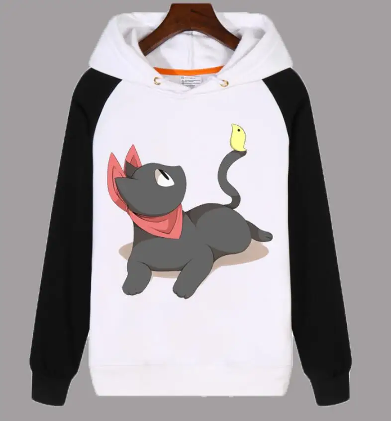 Аниме NICHIJOU с длинным рукавом Повседневные унисекс пуловеры милые Лолита kawaii Черный Кот Толстовка пальто куртка