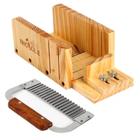 nicole soap making supplies adjustable wood loaf cutter box stainless steel wavy cutting tools kit