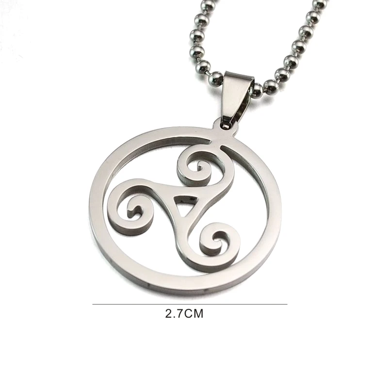 Ожерелье с круглым кулоном из нержавеющей стали Triskelion Triskele свободная цепочка