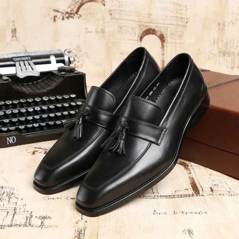 Fashion Black / Tan Tassel Loafers Wedding Shoes Mens Dress Genuine Leather Groom Boys Prom | Обувь