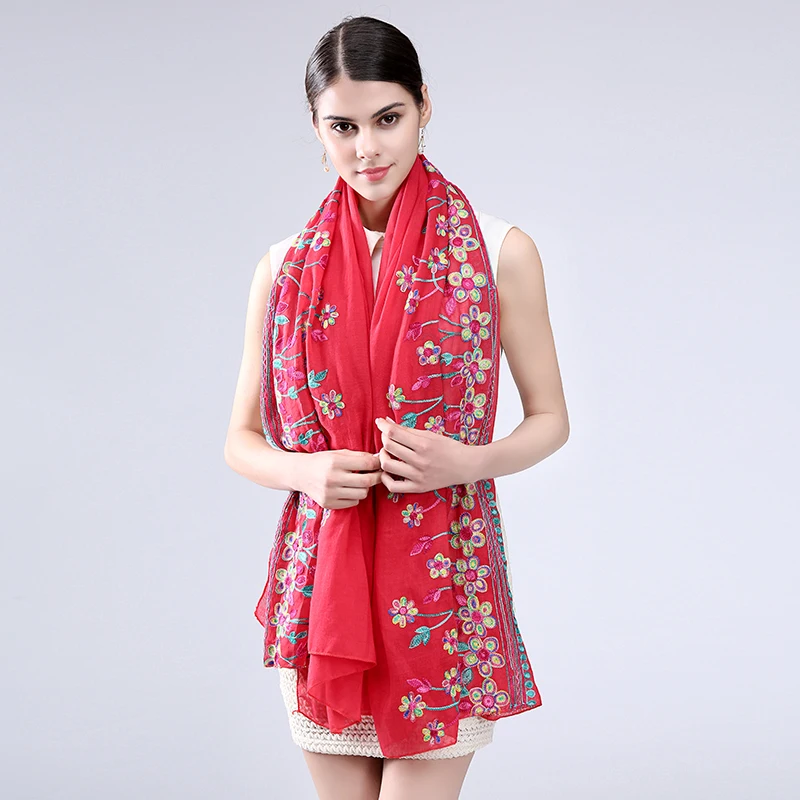 Женский шарф и шаль с цветочной вышивкой 175x100 см|scarves and shawls|embroidery scarfscarf style |