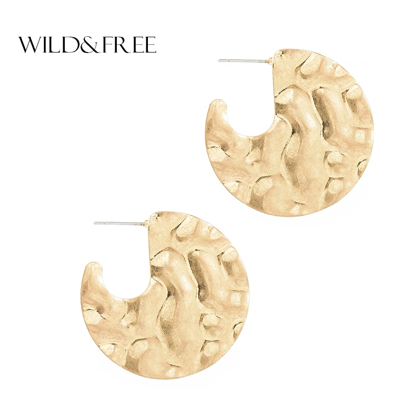 Wild & Free 2018 золото Цвет открытые круглые серьги гвоздики для женщин античная