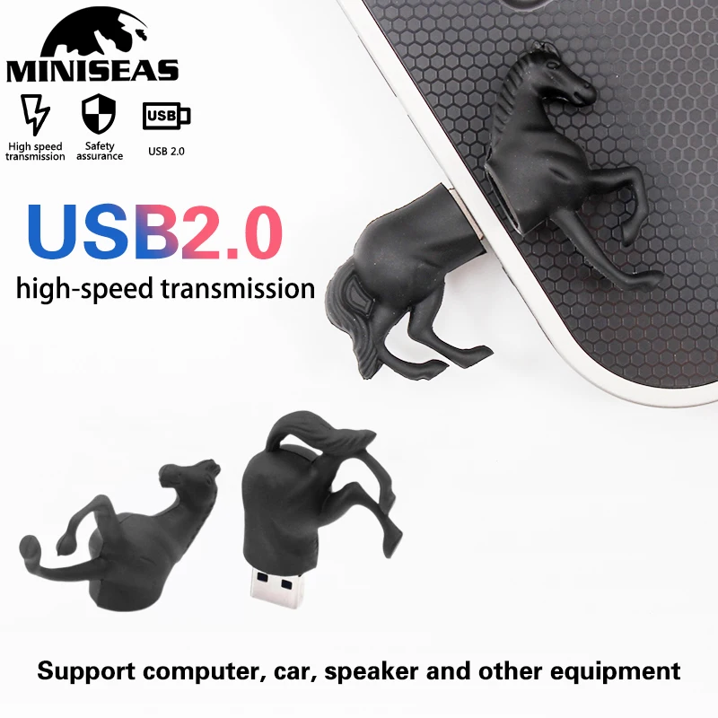 Черный USB флеш-накопитель бегущая лошадь 4 ГБ 8 16 32 64 накопитель 2 0 флеш-накопители