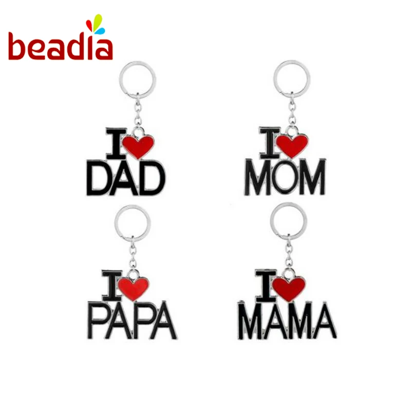 С надписью I Love MaMa PaPa папа мама брелок автомобиль Брелоки для автомобиля мамы и