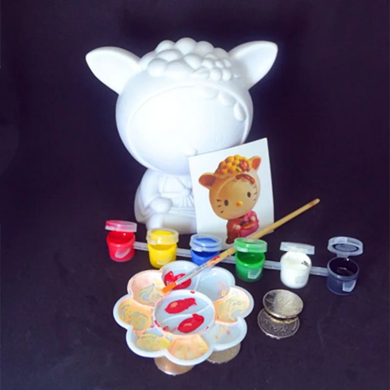 Красочные DIY картины Рождественский подарок игрушки для детей гипсовая кукла деньги сохранить банк игрушки креативный окрашенные граффити высокое-Q