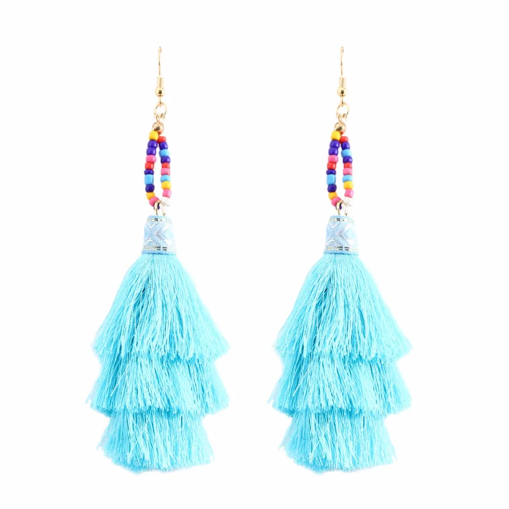 Multiple Colors Fashion Tassel Drop Earrings Pendant Long Statement Dangle Beads Vintage Ear Women Jewelry ES3252 | Украшения и