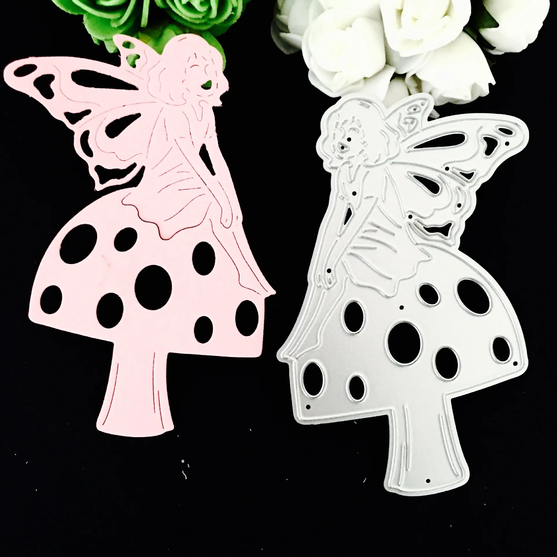 YLCD262 металлические Вырубные штампы в виде гриба ангела для скрапбукинга