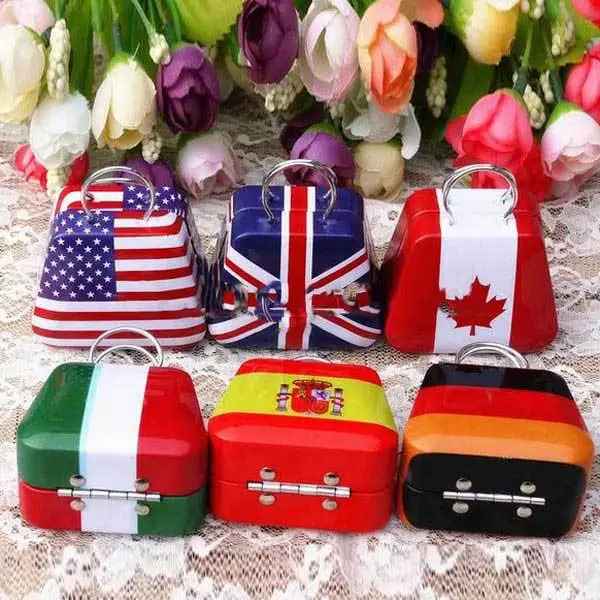 Attlabaya England Flag Handbag Style Coin Earring Iron Tin Boxes Storage Box | Дом и сад