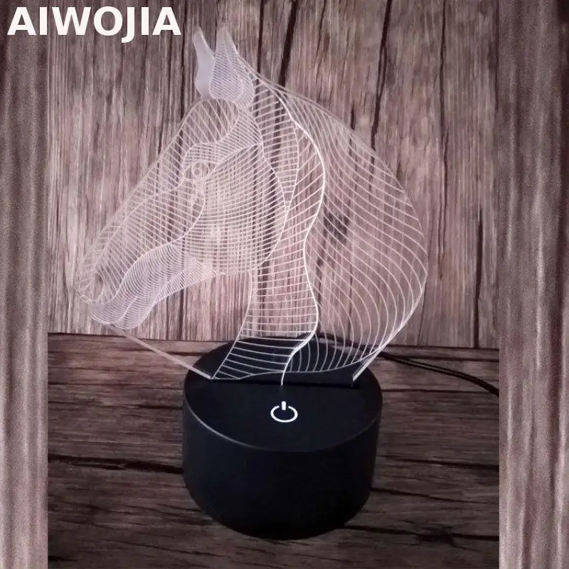 Usb красочные Rgb 3d лампы Luminaria De Mesa светодиодные светильники Led Horse свет