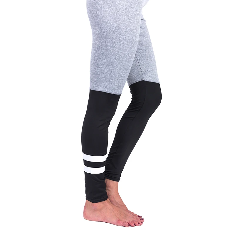 Для женщин носки в полоску стиле пэчворк Леггинсы для спортивные Фитнес