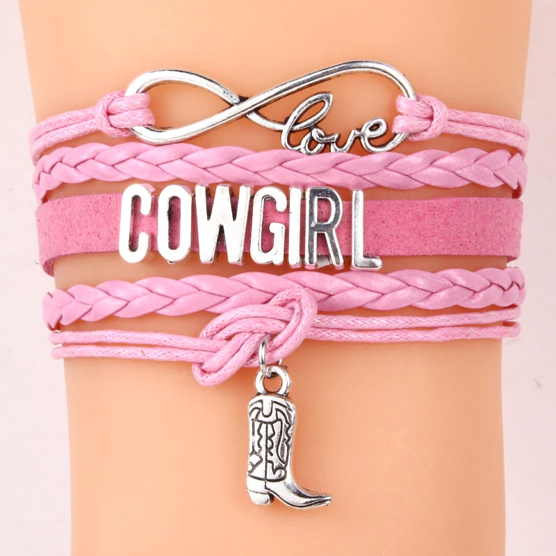 Бесконечность любовь ковбойские браслеты ботинки Очарование Воск кожа ручной