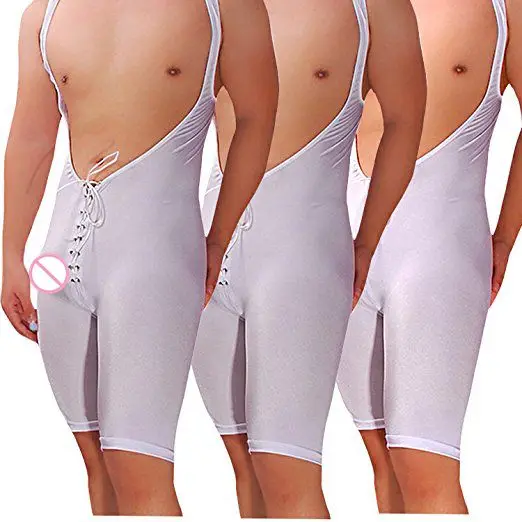 

new Sexy Men's Bodysuits Soft Lace-up tights Clothes Jumpsuits Shapers Gay Men Underwear Leotard Nightwear Undershirts