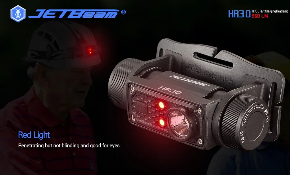 Новейший JETBeam HR30 фонарик usb type C Быстрая зарядка налобный фонарь SST40 N5 светодиодный 1*18650 Li-ion/2* CR123A/2*20700