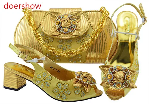 

doershow Italian Shoes with Matching Bags Set Decorated with Rhinestone African Wedding Shoe and Bag Set Party Shoes an !Sbf1-34