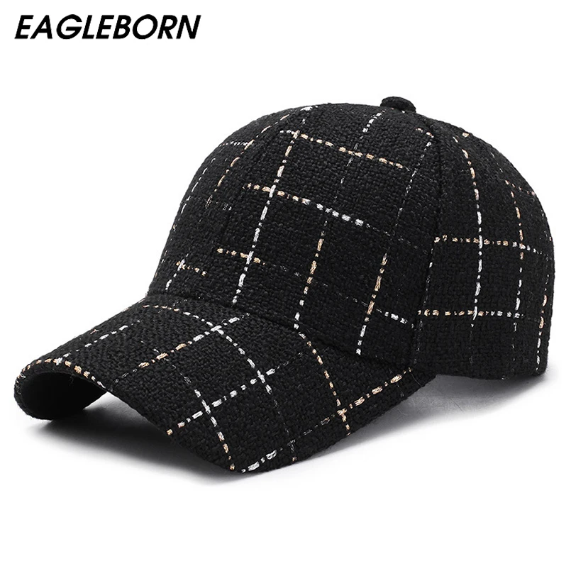 

EAGLEBORN 2022, новинка, зимняя, осенняя, клетчатая бейсболка, мужская, женская, хлопковая бейсболка, черная, белая бейсболка