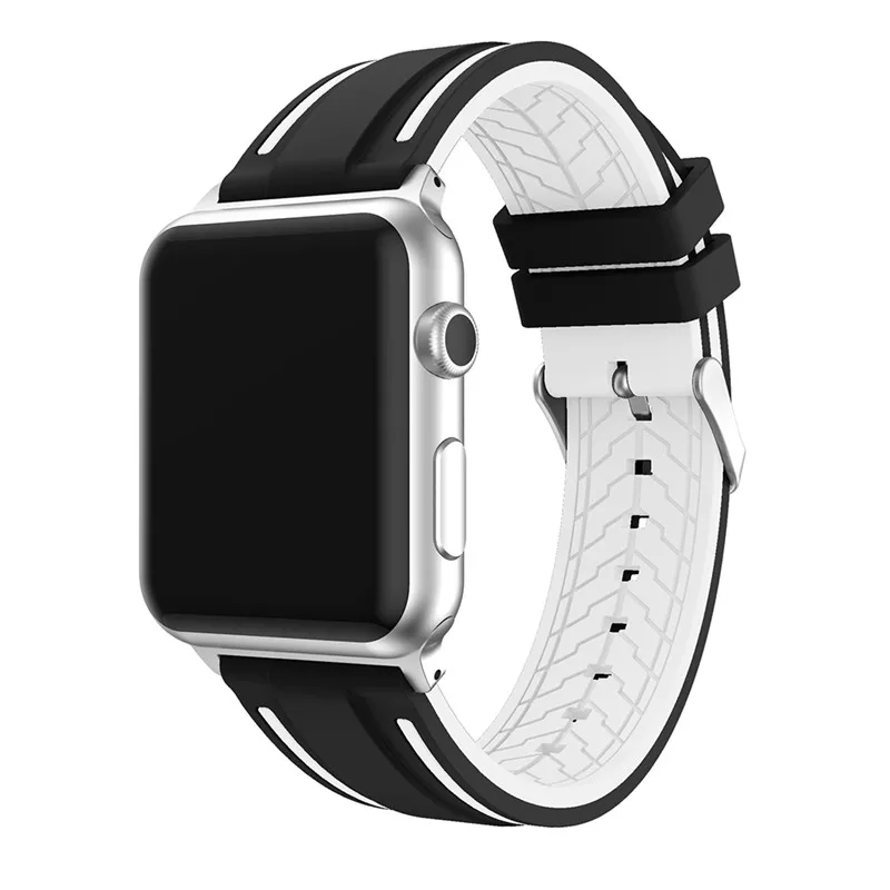 Смешанный полосатый цветной спортивный ремешок для Apple Watch 38 мм 42 мм мягкий силиконовый ремень Сменные часы полосы для iwatch серии 3/2/1