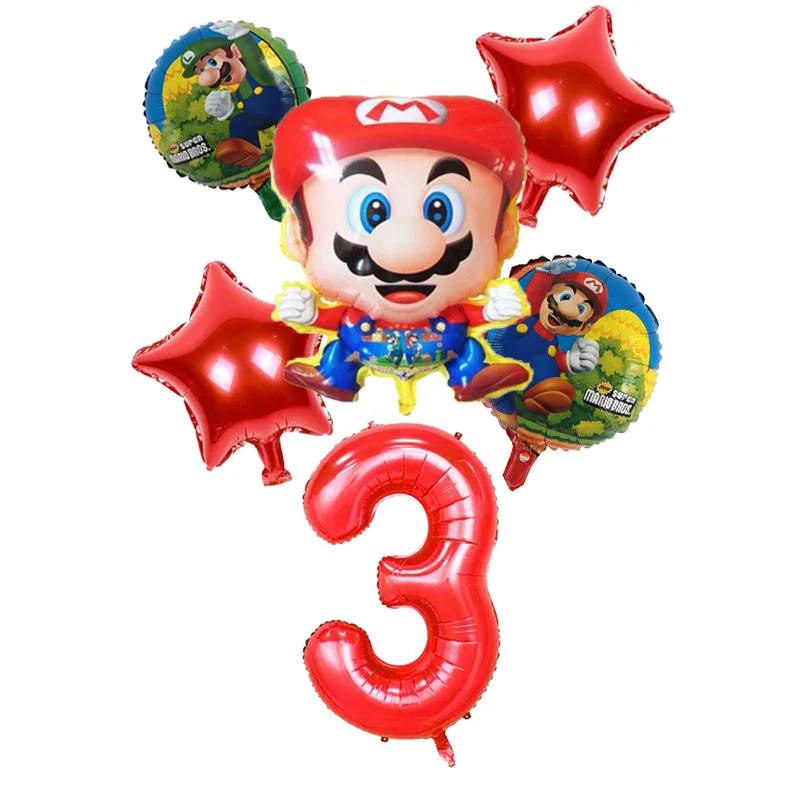 balloon 6pcs 1 упаковка, тема "Супер Марио", бумажные салфетки, бумажное полотенце, Детские сувениры, для дня рождения, вечеринки, для украшения дома, одноразовая посуда - Цвет: balloon 6pcs