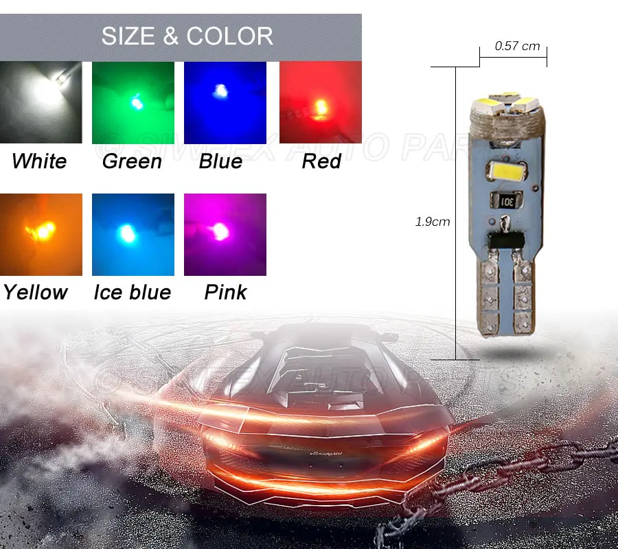 10 шт. авто светодиодный T5 5 Smd 3014 Клин светильник белый DC12v инструмент