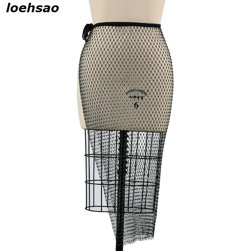 Grid Sequined Open Fork Set Auger Evening Club Party Summer Skirts