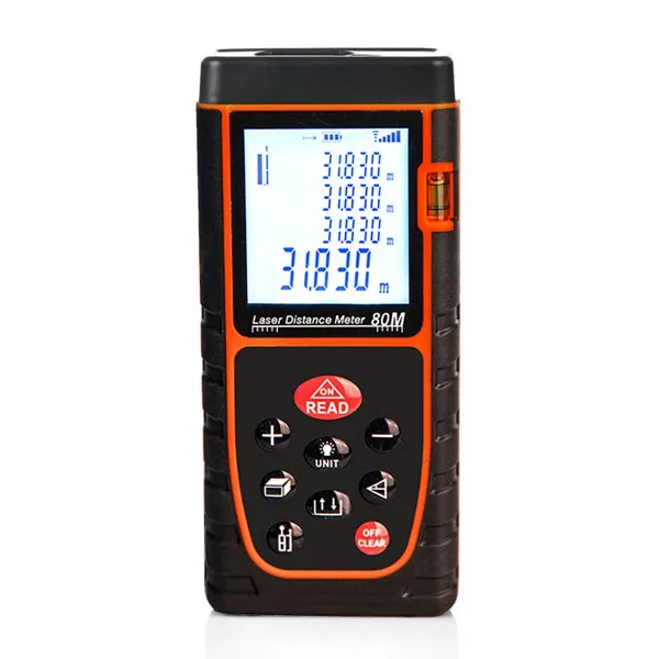 Red Лазерный дальномер AMVOLTA 100 м, 80 м, 60 м, 40 м, лазерный дальномер, цифровой лазерный дальномер Trena, дальномер, устройство для измерения, линейка - Цвет: Red