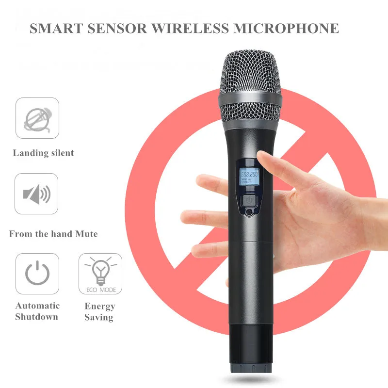 Высокое качество! Чистый звук Профессиональный UHF двойной ручной Двухканальный