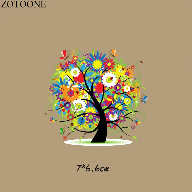 ZOTOONE с аппликацией в виде цветка дерево патч тепла для переноса утюгом нашивки на