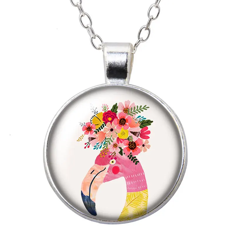 Красота цветы Единорог Кошка фото серебряный цвет/Бронзовый кулон ожерелье
