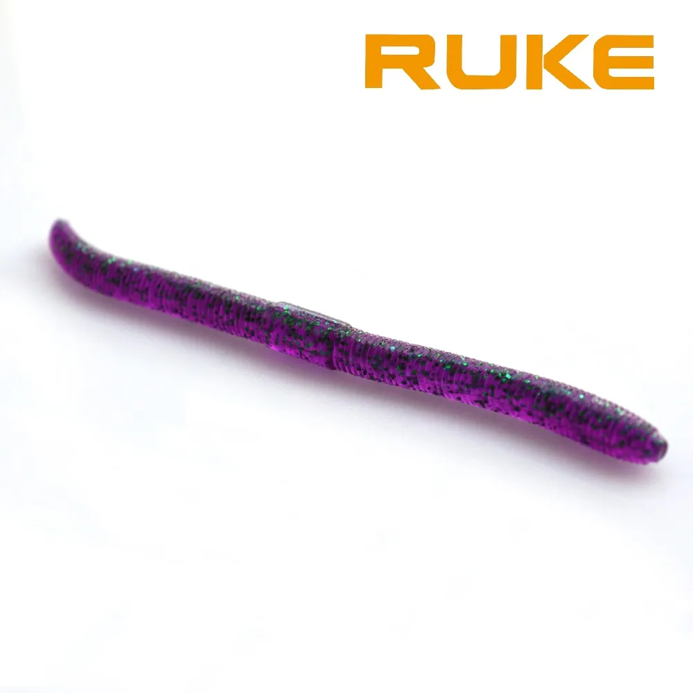 

RUKE New worm Soft Lures 96mm /2g 6pcs/lot, 4 Colors Soft Lure Earthworm, Soft Baits and Plastic Worm Grub Carp Fishing Lures