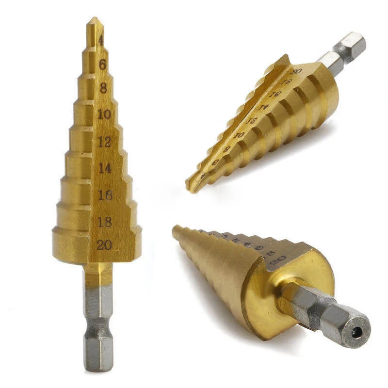 

4-12mm 4-20mm 4-32mm HSS Step Cone Drill Bit Hole Cutter Dint Tool Hex Shank