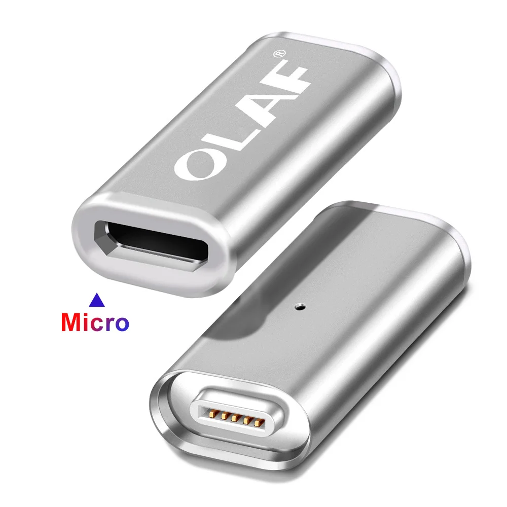 Олаф Магнитный адаптер для телефона Micro USB/type C для зарядного устройства для iphone 7 X XR XS Max адаптер для преобразования для samsung S8 S9 Plus - Цвет: Sliver Micro
